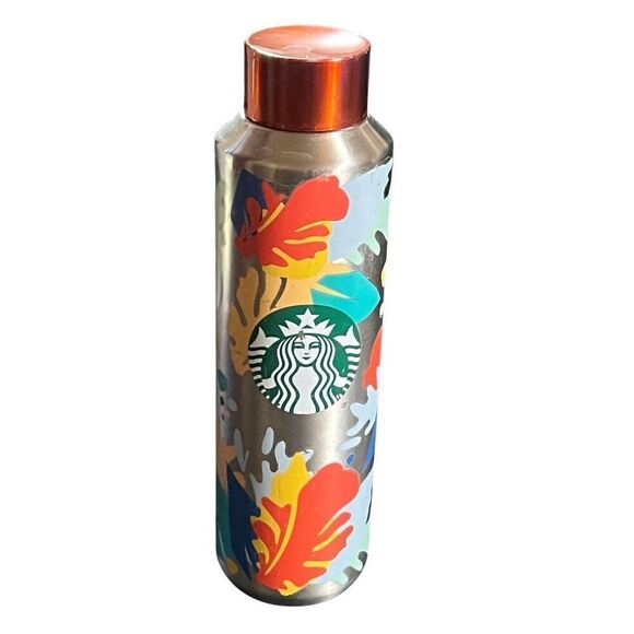 Starbucks Summer 2020 Multicolor Monstera Leaves Insulated Stainless Steel Water - Picture 1 of 4